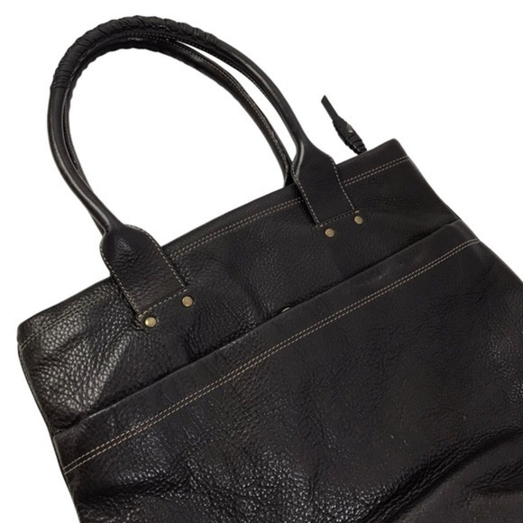 Levenger Distressed Brown Leather Hobo Tote - Picture 10 of 14